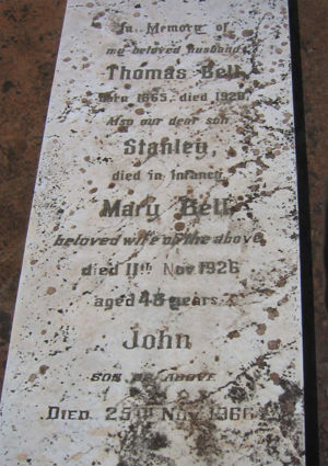 Grave of Thomas, Mary, Stanley and John Bell