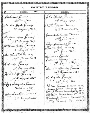 Townes Family Birth Record