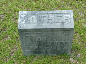 Tombstone of Lizzie Boyd McWhorter