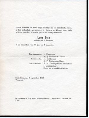 Mourning Card Lena Buijs