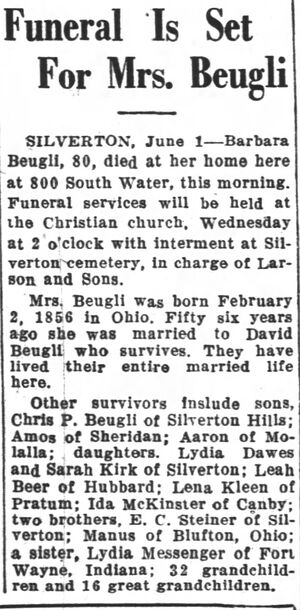 Obituary for Barbara Beugli