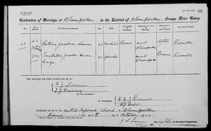 Petrus Jacobus Nieman marriage certificate to Isabella Jacoba Duvenhage