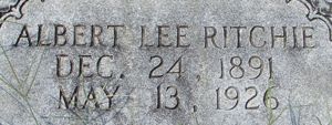 Albert Lee Ritchie gravestone