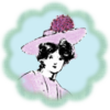 Woman in Afternoon Tea Hat on Lighter green glass-block patterns.