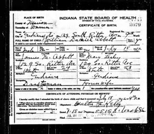 William D. Abbett Birth Certificate