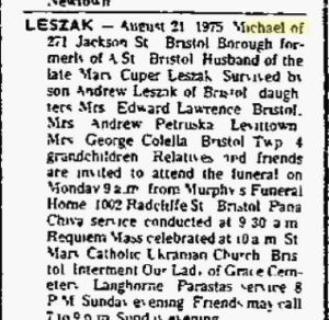 Obituary for Michael Leszak