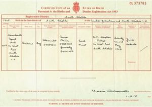 birth certificate of Andrew STEPHEN