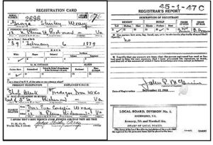 WW1 Draft Registration Card and Registrar’s Report. 