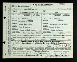 Antrim/Hupe Marriage Certificate