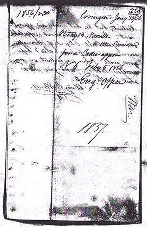 Otway B. Norvell - Application to West Point 1856 Page 1