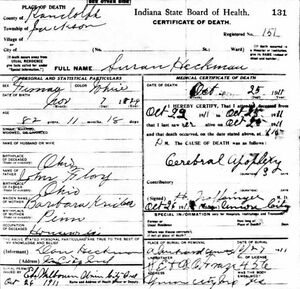 Susan Flory Heckman death certificate