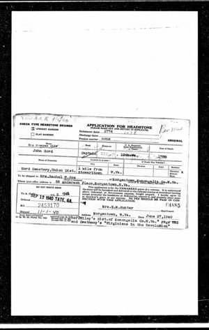 U.S., Headstone Application for Military Veterans, 1925-1963