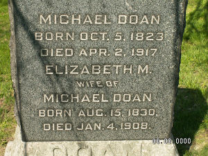 Michael Doan and Elizabeth Smith Headstone