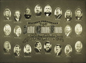 Montage photo of the early Presidents of the Institut Canadien-Français d’Ottawa 