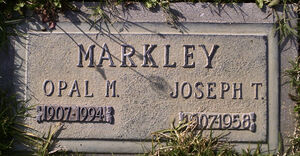 Opal and Joseph Markley's headstone- June 18, 1994