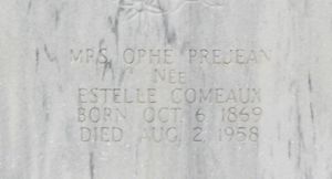 Estelle Comeaux Prejean - grave marker