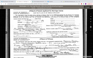 Marriage Registration for Mary Buckinghan ( Van Wyck )