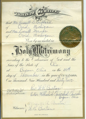 Russell and Lucille Marriage license