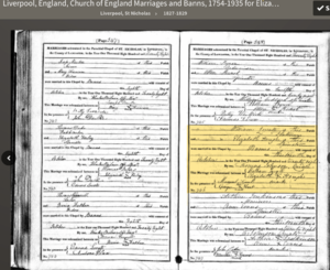 Marriage Record of Elizabeth Hough and William Lovatt