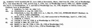 Family of Samuel FitzRandolph 1668-1754