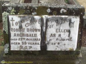 Headstone for Robert and Ellen Archibald