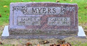Ralph & Caroline (Aldridge) Myers' Gravestone