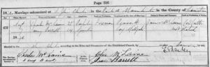 Marriage of Charles McLaine and Fanny Barrett