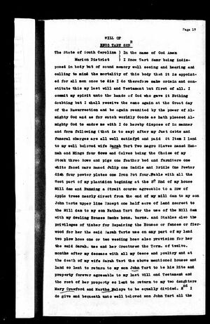 Will of old Enos Tart, page 1