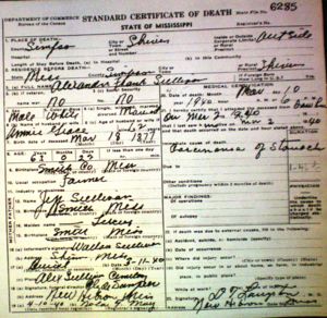 Alexander Sullivan death certificate