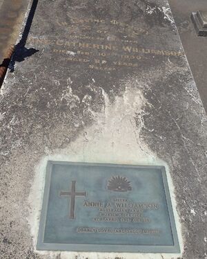 Jane Williamson Headstone at Footscray Cemetery