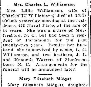 Lillian Warren Williamson Obituary
