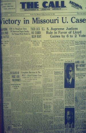 1.2 News Article About US SuprRule in Favor of Lloyd Gaines by 6 to 2 Vote in The Call Newspape