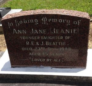 Jeanie's gravestone