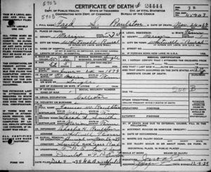 Fred Raulston Death Cert