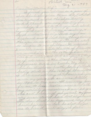 Image 3 of 3 of Wilhelmine Miether's Letter, 1947, English Translation