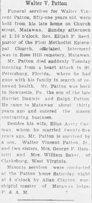 Obituary for Walter Vincent Patton
