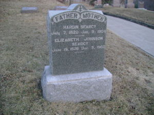 Grave marker of Hardin and Elizabeth Searcy