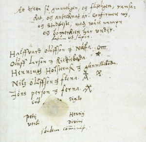 Signatures, taxation record 1636