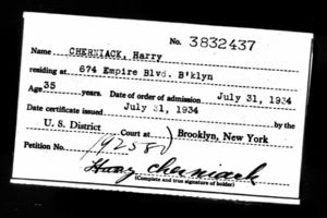 Naturalization Record of Harry Cherniack