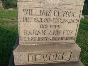 William and Sarah Ann Fox Headstone