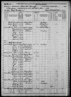 1870 New Jersey Census, Hamilton Township, Atlantic County, Mays Landing Post Office District, June 26, 1870