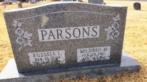 Parsons, Russell and Mildred Grave Marker