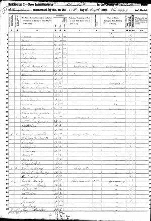 1850 US Census: James & Sarah Burril family 2/2
