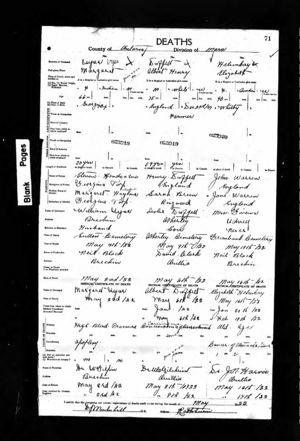 Margaret Vyse Death Record