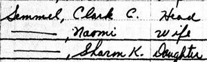 Clark C Semmel household, 1950 US Census