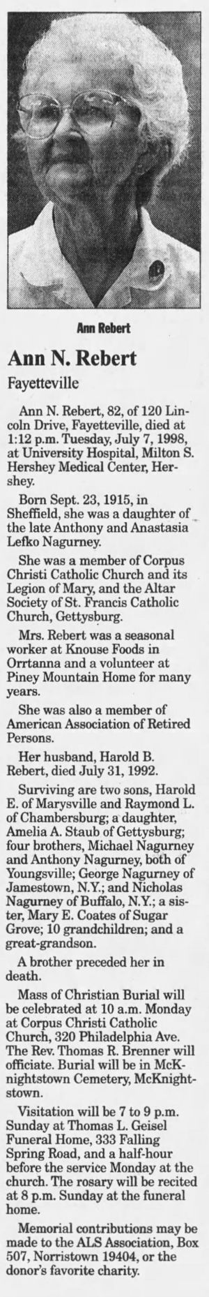 Obituary for Ann Rebert