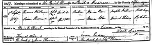 Thomas Williams - Ann Thomas Marriage Certificate