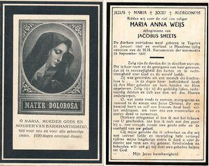 Bidprentje Maria Anna Weijs, deceased in Maasbree, 23 Sep 1937