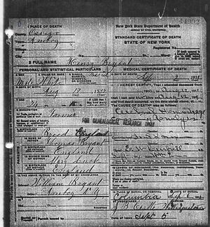 Henry Bryant Death Certificate 