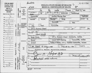 Ida May Schele Death Cert.